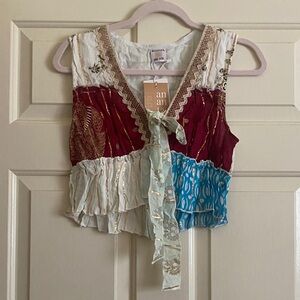 NWT Ananta Bohemian Sleeveless Crop Top, Size OS